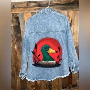 Hand Painted Denim Jacket with Duck Artwork